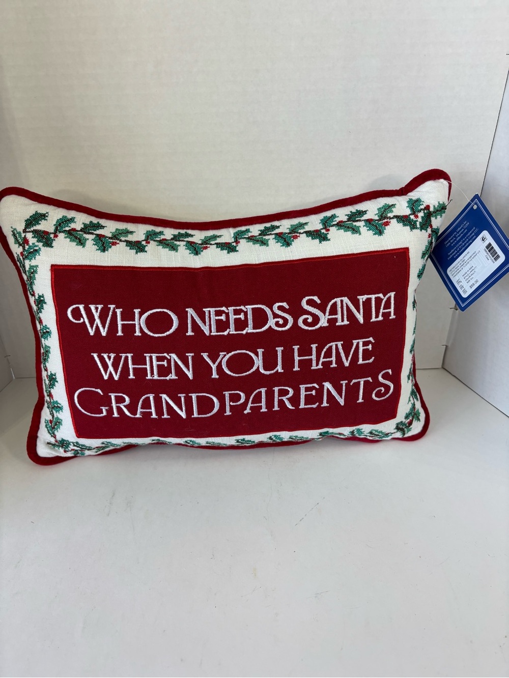 Southern Living Needlepoint Christmas Pillow NWT Grandparents Santa $59 New